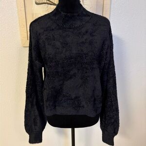 Wild Fable Black Mock Neck Sweater Silver Detail NWOT